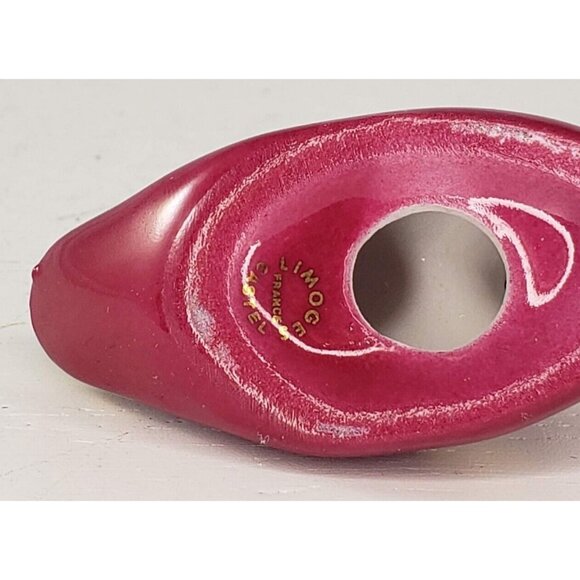 Limoges Castel France Miniature Duck Cranberry Maroon Figurine - Picture 7 of 7